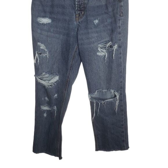 Old Navy High Rise Slouchy Straight Button Fly Ankle Jeans Distressed Size 4 - Picture 4 of 7